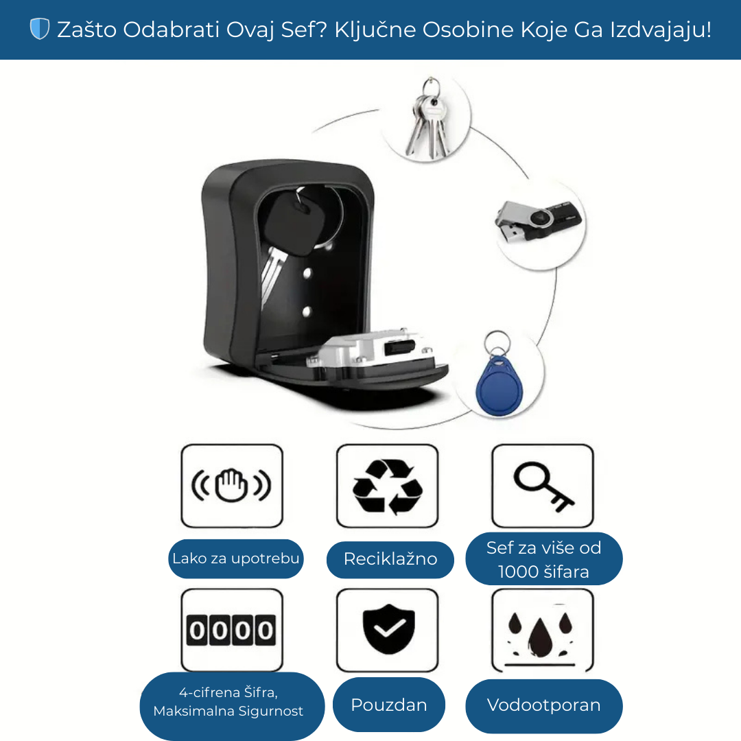🔐 Kompaktni Sef za Ključeve – Lako Postavljanje, Potpuna Sigurnost!